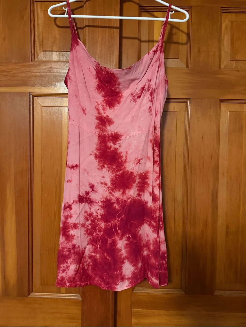 Lulu's Pink and Red Tie-Dye Slip Mini Dress